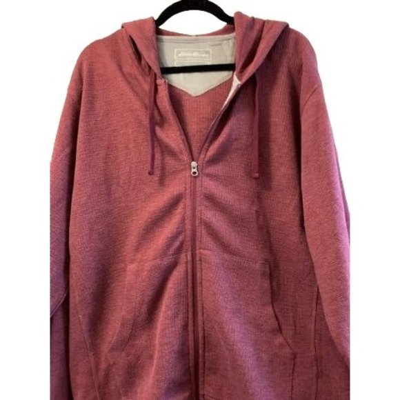 Eddie Bauer Cotton Full Zip Hoody Sweatshirt in Burgundy Size X-Large